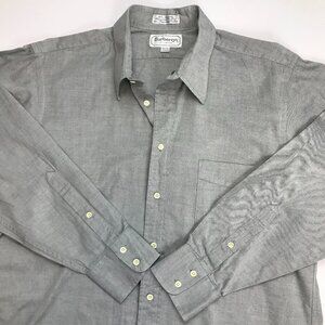 Burberrys Men 80s Two Ply Oxford 100% Cotton 16.5 - 34 Button Gray Shirt